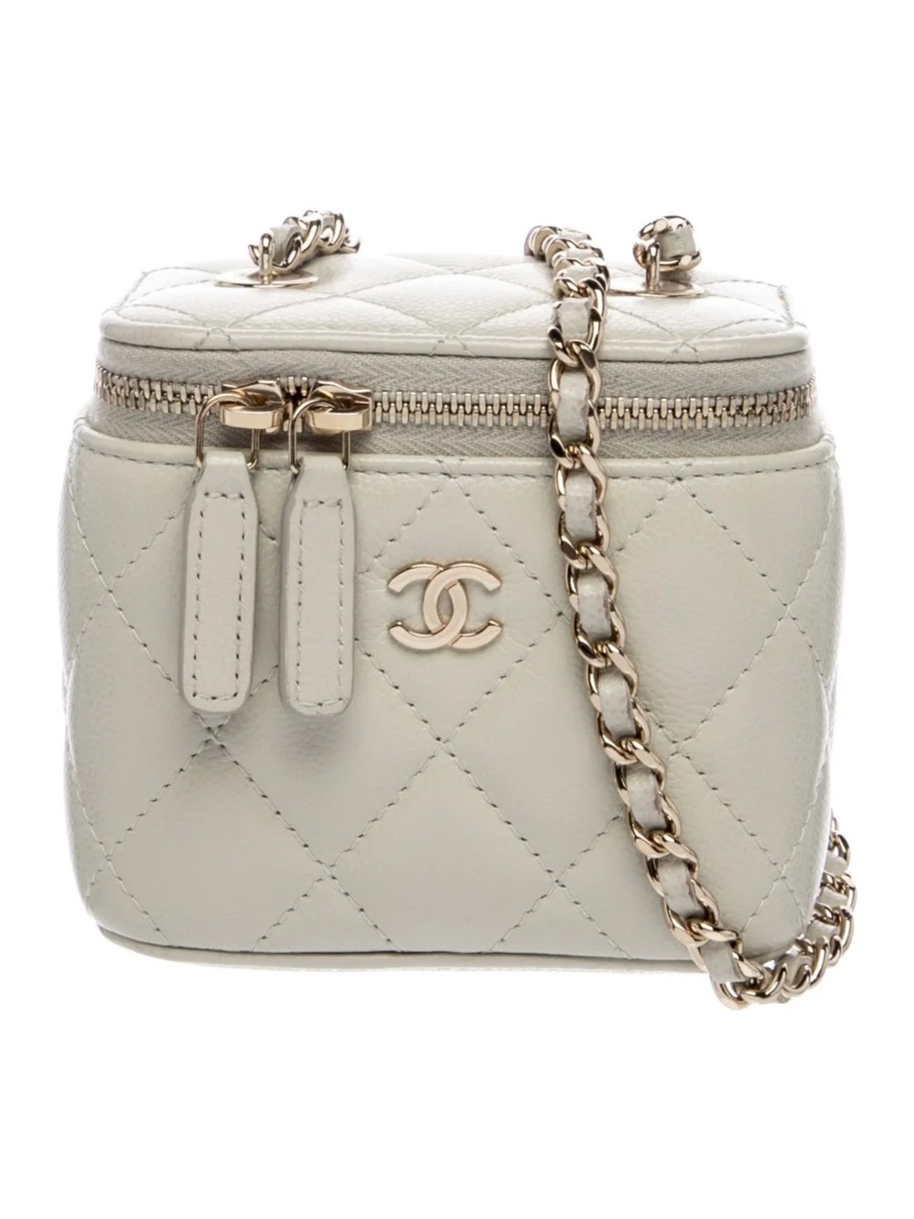 CHANEL Mini Vanity Case w/ Chain 
Gray